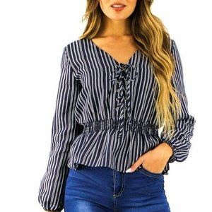 Trinhnology Bishop Sleeve Lacing top szXL